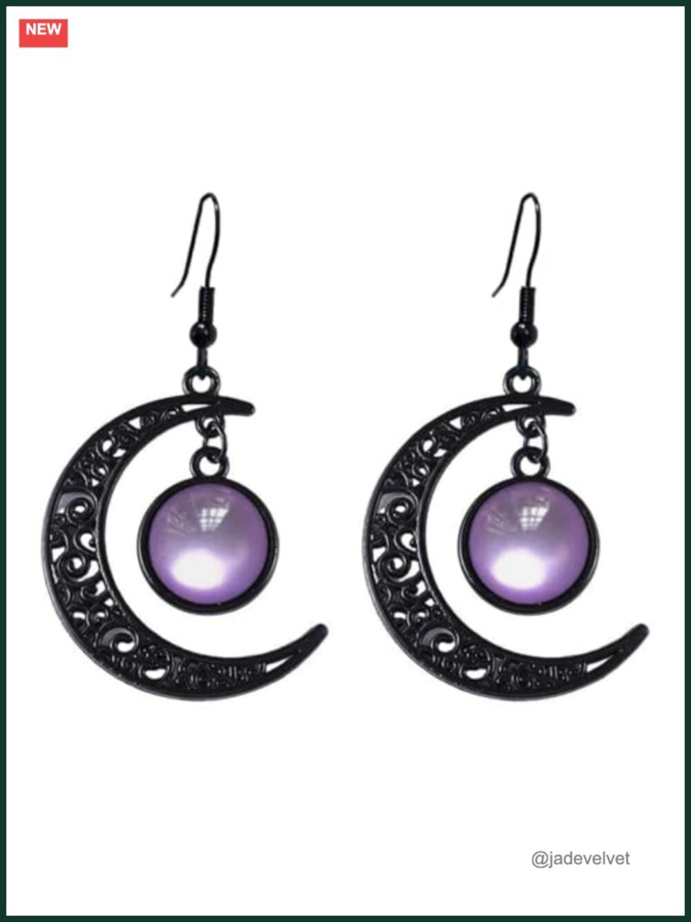 Gothic Crescent Moon Drop Dangle Earrings Alloy Crystal Glass Punk